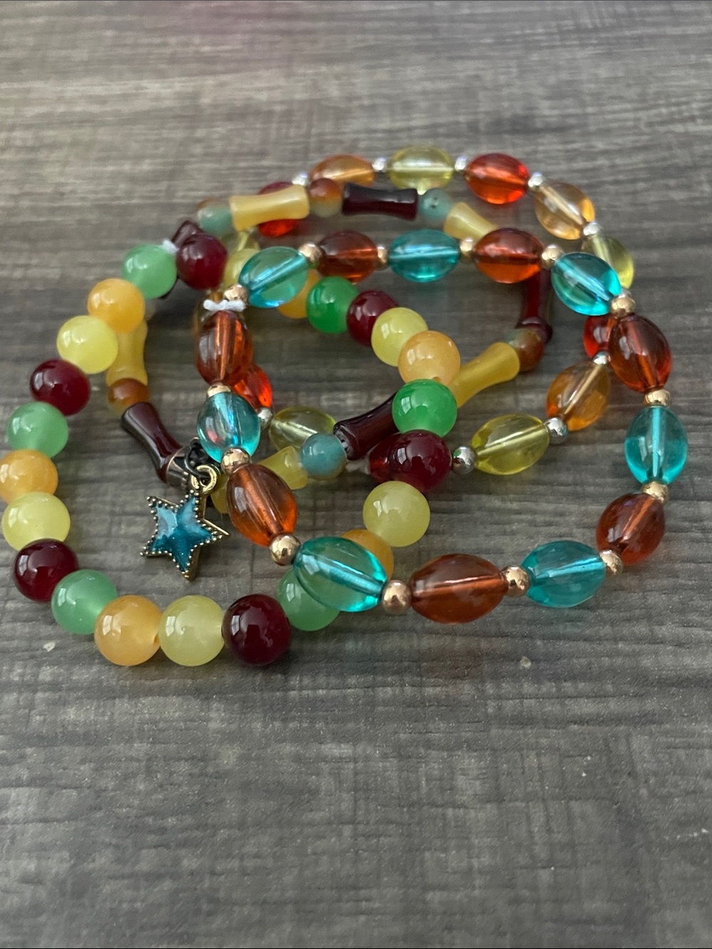 Fall Bracelet Set Thanksgiving Colors 4 Glass Beads